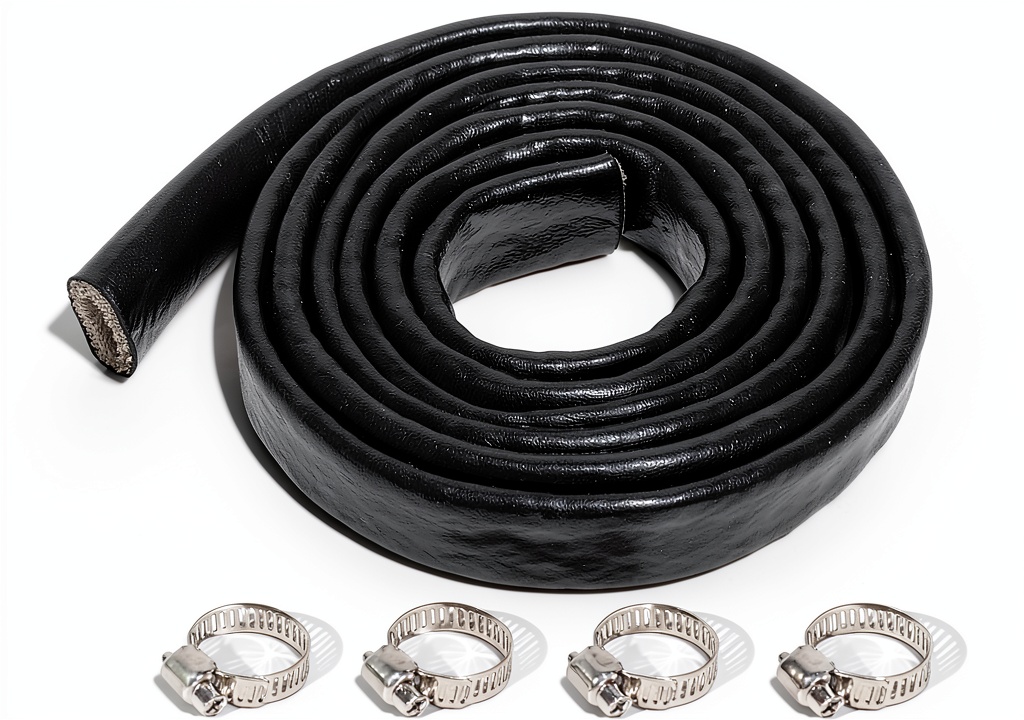 Installing heat shield sleeve around a fuel line in an engine bay