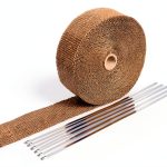 Exhaust Heat Wrap SunplusTrade 2" x 50ft Gold Volcanic Fiber Zip Ties-0