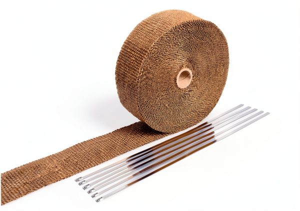 Exhaust Heat Wrap SunplusTrade 2" x 50ft Gold Volcanic Fiber Zip Ties-0