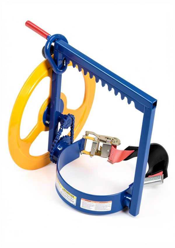 Vestil PCT-5 Steel Manual Overhead Pail Dispenser 200lb Blue Yellow-0